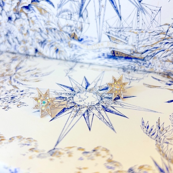 DIOR “Star Light, Star Bright” Gold Plated Pierced Earrings by Christian Dior - Picture 2 of 16